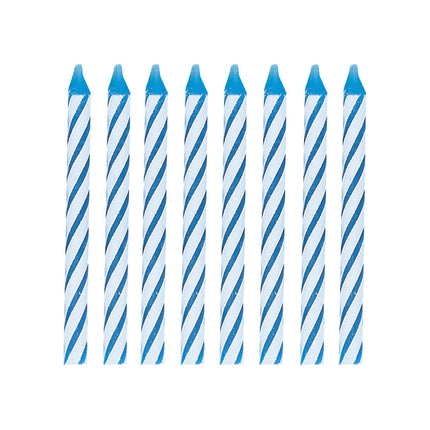 Blaue Kerzen gestreift 14cm 24Stk