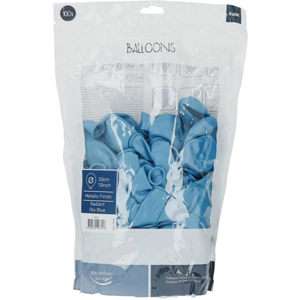 Hellblaue Ballons Metallic Himmelblau 33cm 100Stk.