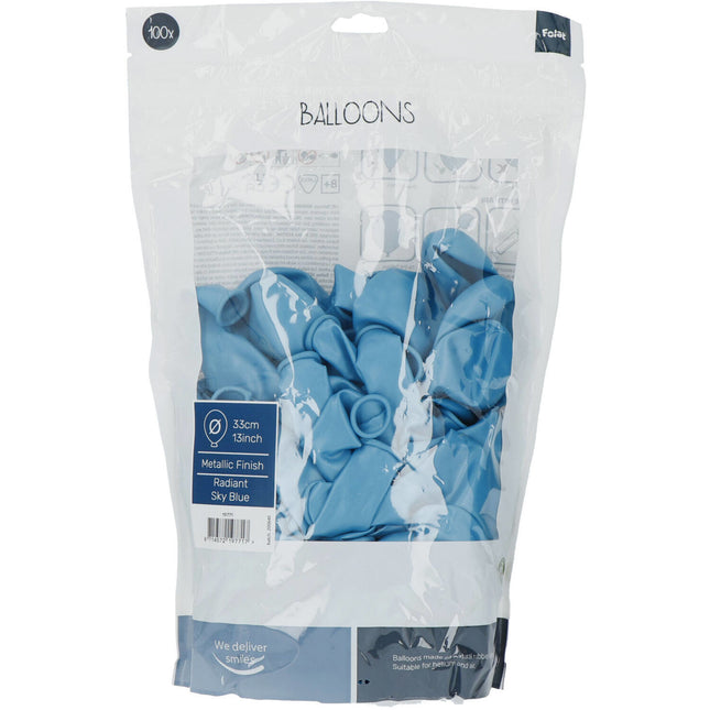Hellblaue Ballons Metallic Himmelblau 33cm 100Stk.