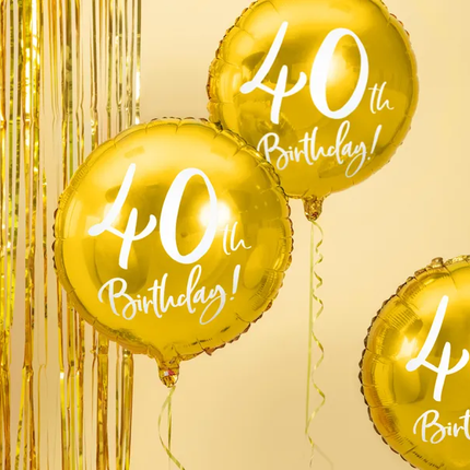 Helium Ballon 40Th Geburtstag Gold Leer 45cm