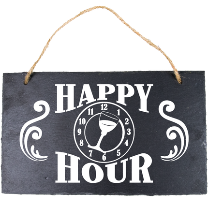 Schieferteller Happy Hour 25cm