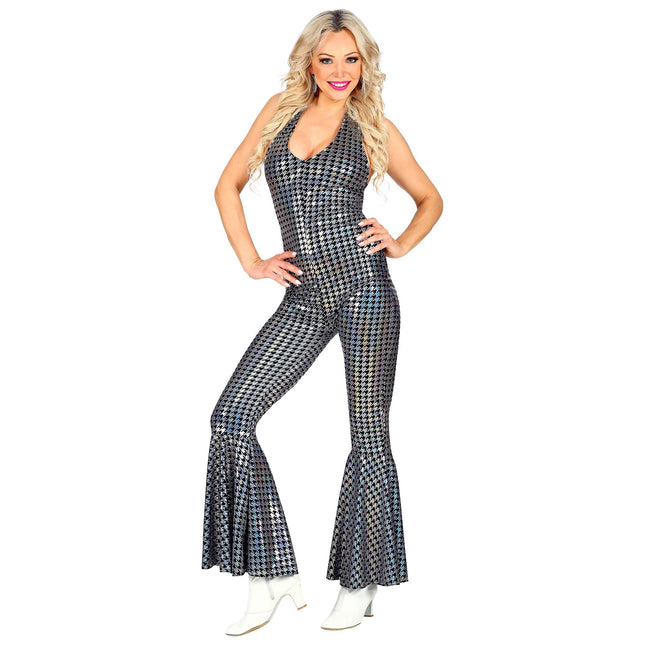 Disco 70S Jumpsuit Silber Damen