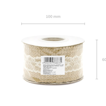 Burlap Ribbon Lace Weiß 5cm 5m