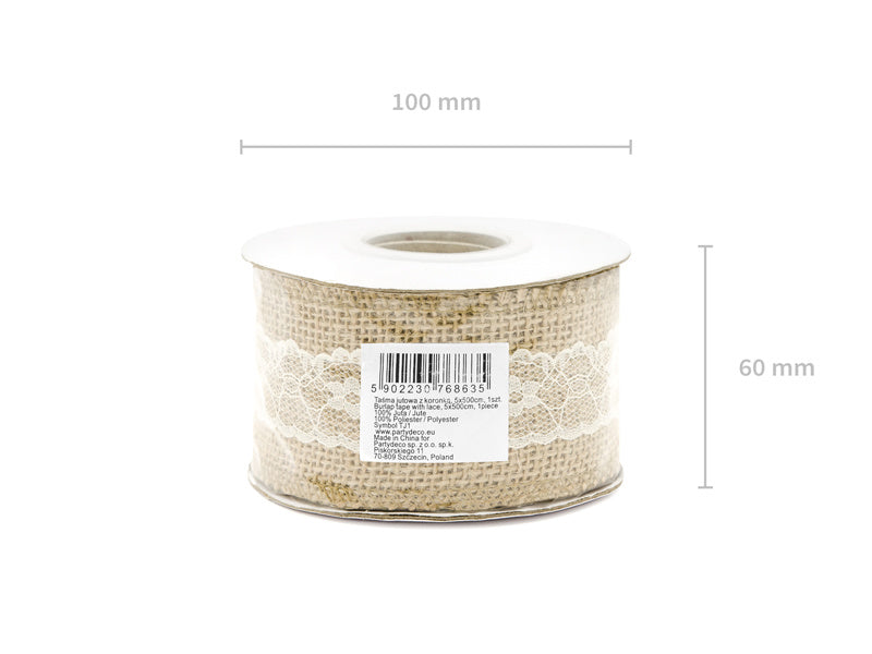 Burlap Ribbon Lace Weiß 5cm 5m