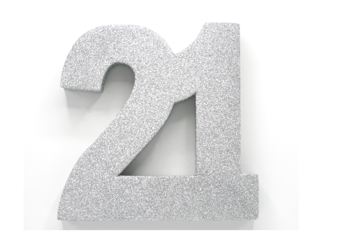 Silberne Tischdekoration Figur 21 Glitter 20,5cm