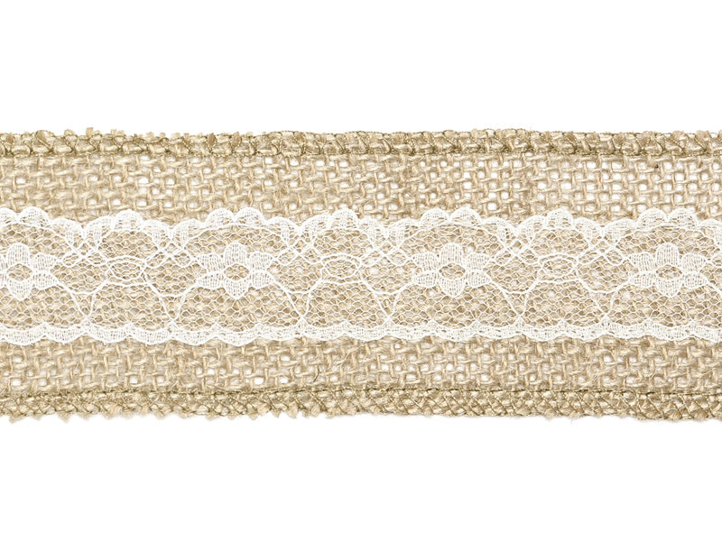 Burlap Ribbon Lace Weiß 5cm 5m