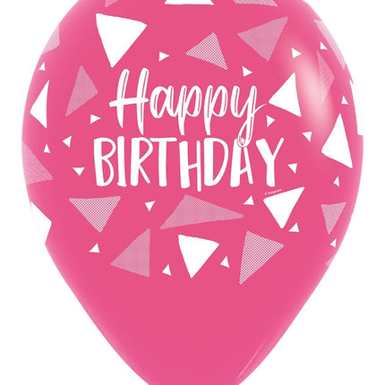 Luftballons Happy Birthday Dreiecke Rosa Mix 30cm 25Stk