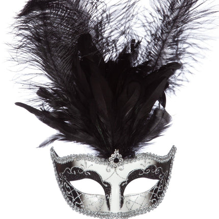 Silberne Maske Feder