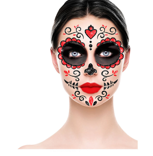 Dia De Los Muertos Gesichtsaufkleber Glitter 20cm
