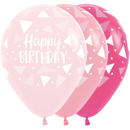 Luftballons Happy Birthday Dreiecke Rosa Mix 30cm 25Stk