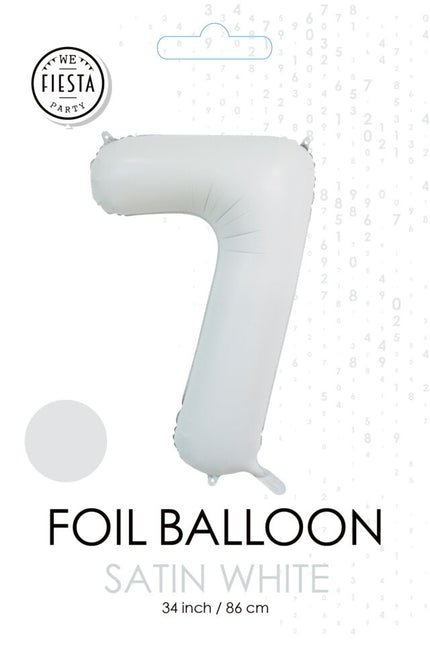 Weißer Figurenballon 7 Jahre Glanz 86cm