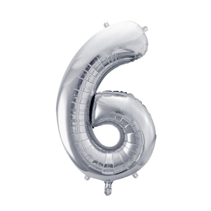 6 Jahre Figur Ballon Silber Leer 72cm