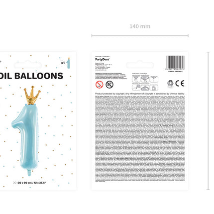 Folienballon Figur 1 Hellblau Leer 1m
