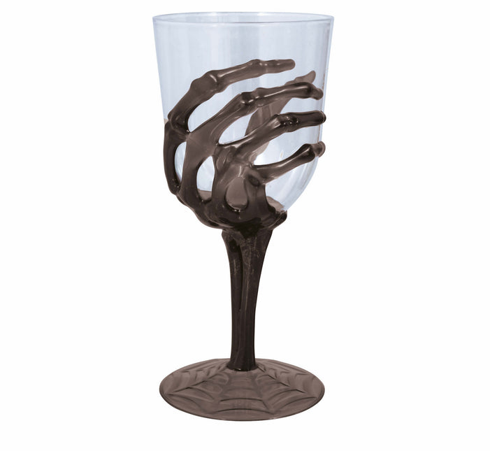 Halloween Weinglas Skelett Hand 18,5cm
