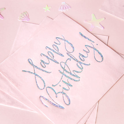 Servietten Happy Birthday Hellrosa 33cm 20Stück