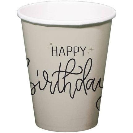 Happy Birthday Becher Schwarz Weiß 250ml 8 Stk