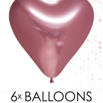 Herz Ballons Rosa 30cm 6Stück