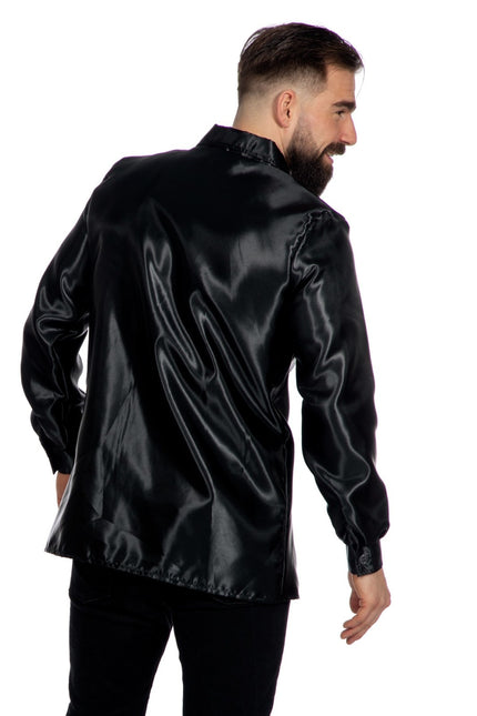 Disco Bluse Rüschen Schwarz