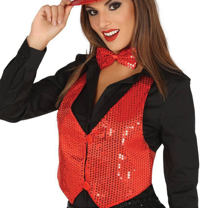 Glitzerweste Rot Damen