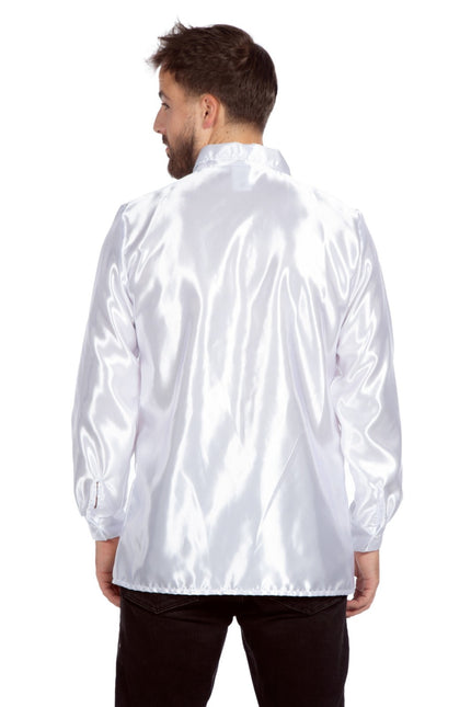 Disco Bluse Rüschen Weiß