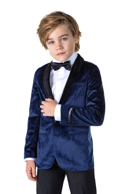 Dunkelblauer Samtblazer Junge <tc>OppoSuits</tc>