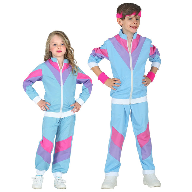 Neon 80S Trainingsanzug Fault Blau Kind