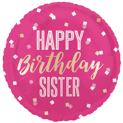 Happy Birthday Helium Ballon Pink Sister Leer 45cm
