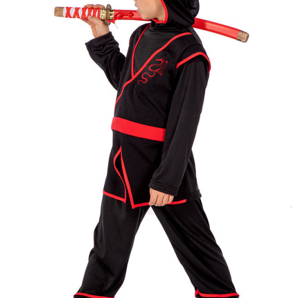 Ninja Kostüm Rot Schwarz Junge