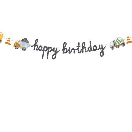 Happy Birthday Buchstabengirlande Baufahrzeuge 2m