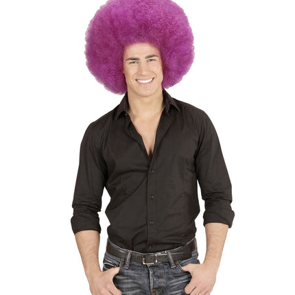 Lila Perücke Afro Extra Groß