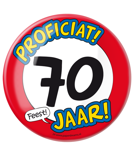 Knopf 70 Jahre Verkehrsschild 10,2cm
