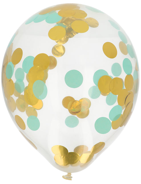 Konfetti Ballon Blau Gold 30cm 4Stk
