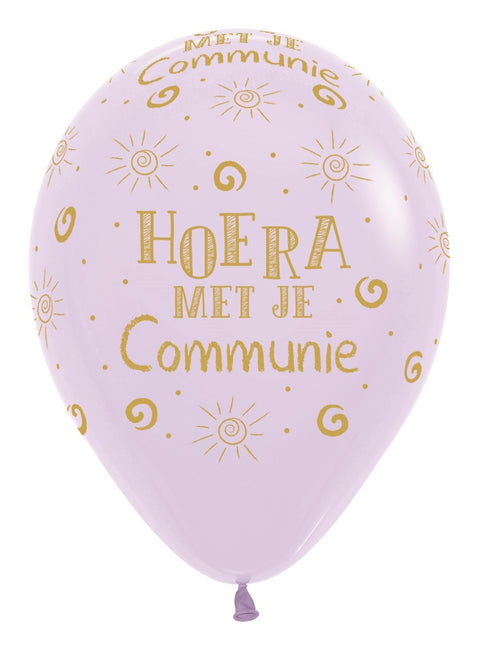Ballons Hooray With Your Communion Pastell Matt Lila 30cm 25Stk