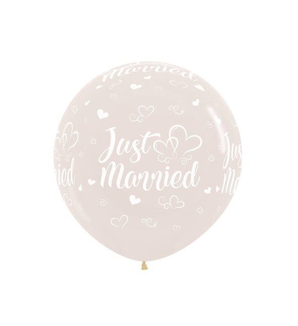Ballons Just Married Hearts Kristallklar 61cm 3Stk