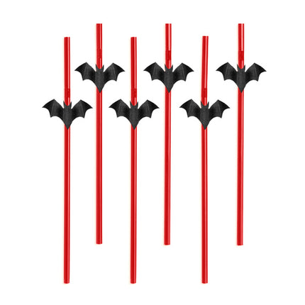 Halloween Strohhalme Fledermaus 24cm 6 Stk.