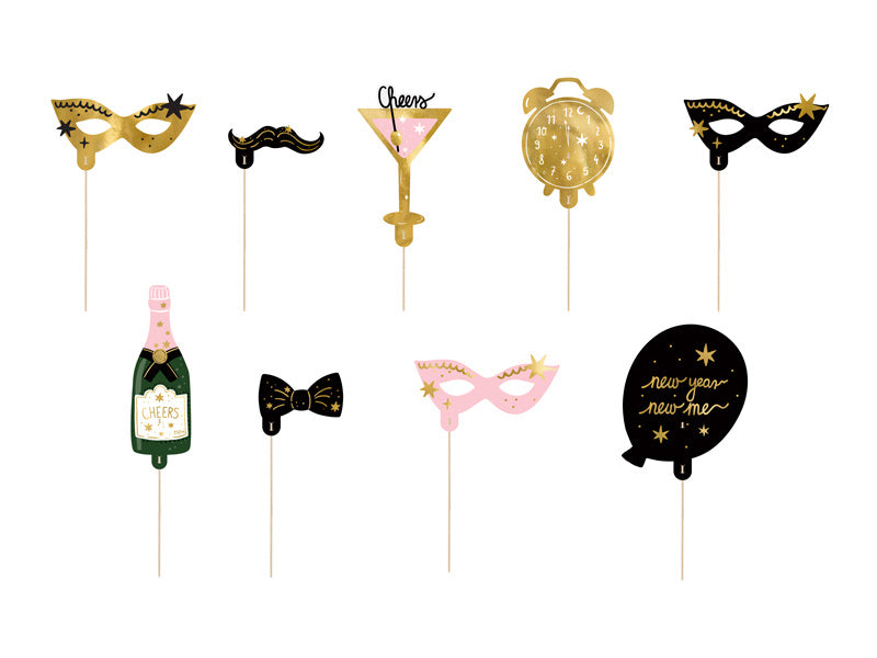 Silvester Photobooth Requisiten Let's Party 9pcs