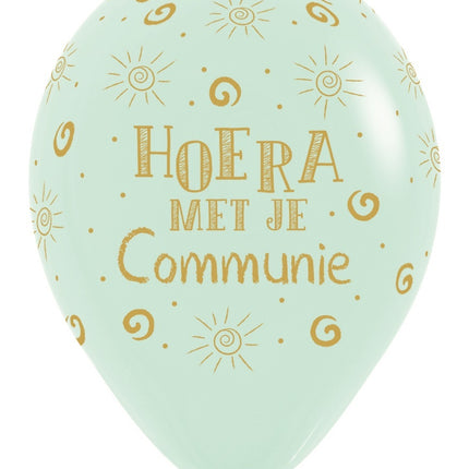 Luftballons Hooray With Your Communion Pastell Mattgrün 30cm 25Stk