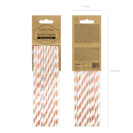 Papierstrohhalme Rose Gold Gestreift 19,5cm 10Stk.