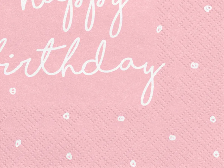 Servietten Happy Birthday Rosa 33cm 20Stück