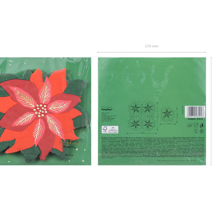 Servietten Roter Weihnachtsstern 15,5cm 20Stück