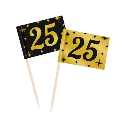 Cocktailstäbchen 25 Jahre 6,5cm 50Stk.