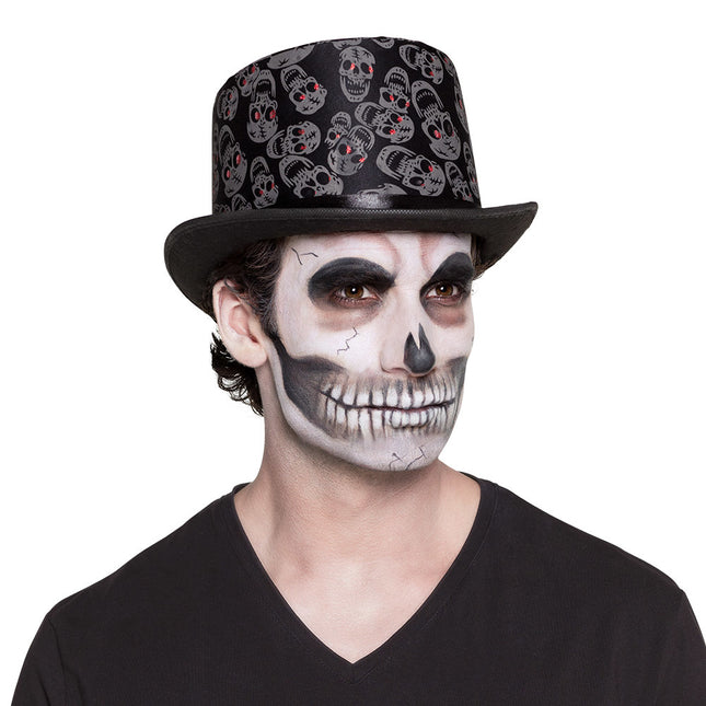 Halloween Hut Totenköpfe Schwarz