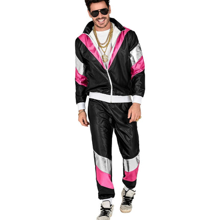 Neon 80S Trainingsanzug Faulty Black Leather Look