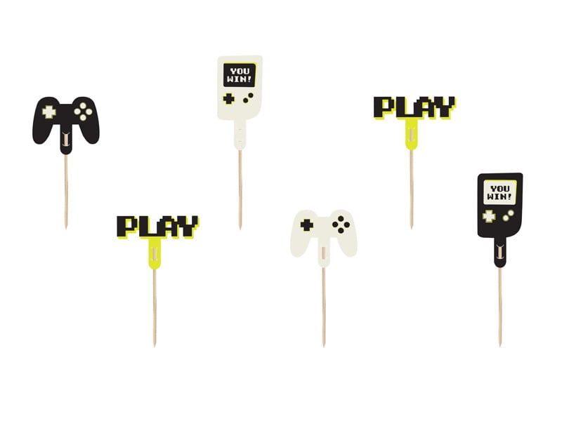 Gaming Party Cupcake Toppers 10,5cm 6Stk.