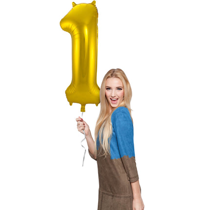 Folienballon Figur 1 Gold Metallic XL 86cm leer