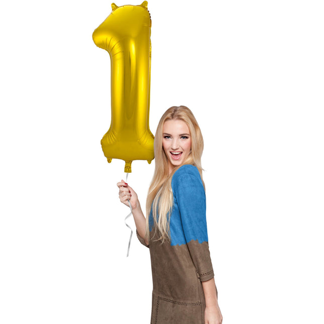 Folienballon Figur 1 Gold Metallic XL 86cm leer