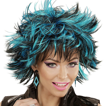 Schwarz Blaue Perücke
