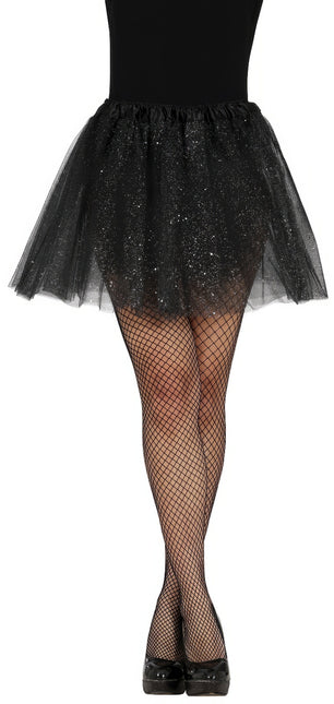 Schwarzes Tutu Damen Glitzer 40cm