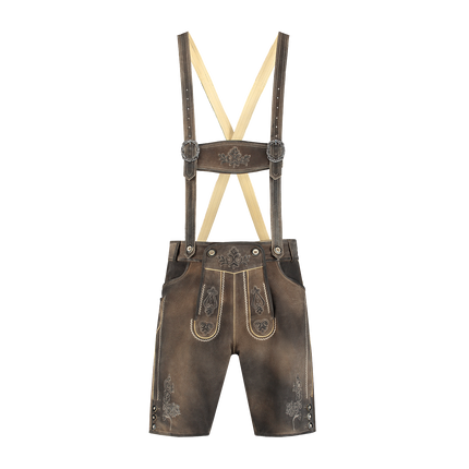 Lederhose Braun Herren Short mit Beinknöpfen