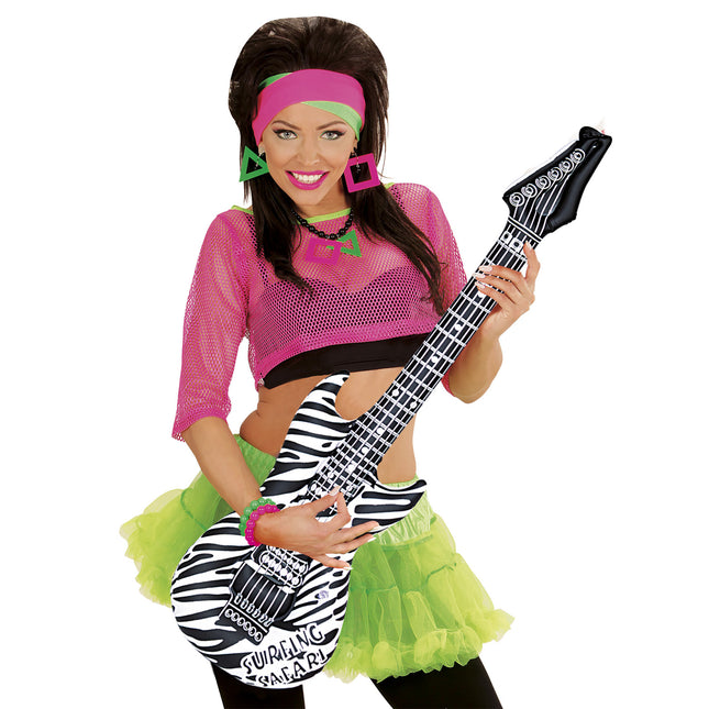 Zebra Fake Gitarre Schwarz Weiß Aufblasbar 1,05m